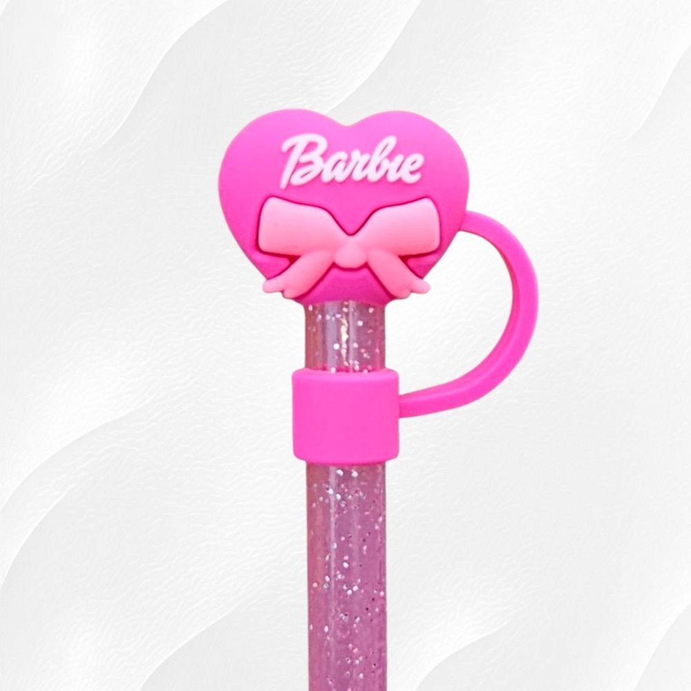 Pink Stanley Barbie 3D Silicone Straw Topper - 10mm Straw Cover